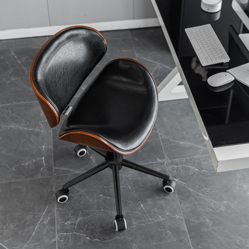 实木油蜡皮质电脑椅轻奢高档舒适
