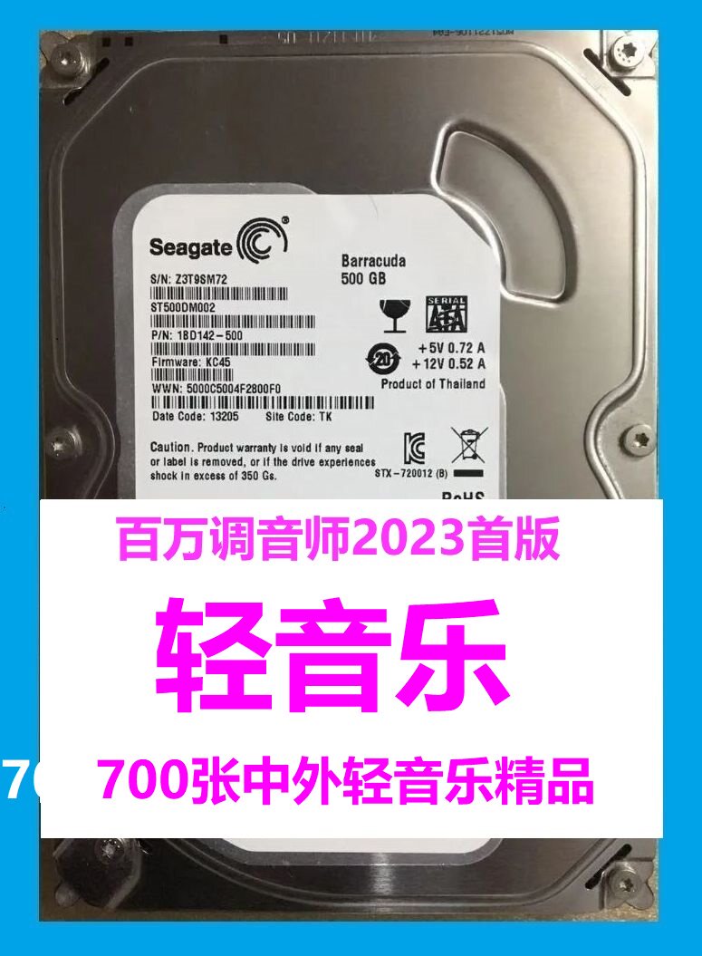 500G真无损高保真民族音乐轻音乐新世纪风700张机械3.5台式机硬盘