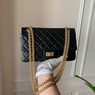 99新CHANEL香奈兒2.55小號(hào)黑金單肩斜挎包27開(kāi)