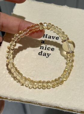 天然巴西黄水晶宽度6mm左右黄水晶直切小众定制黄水晶手串