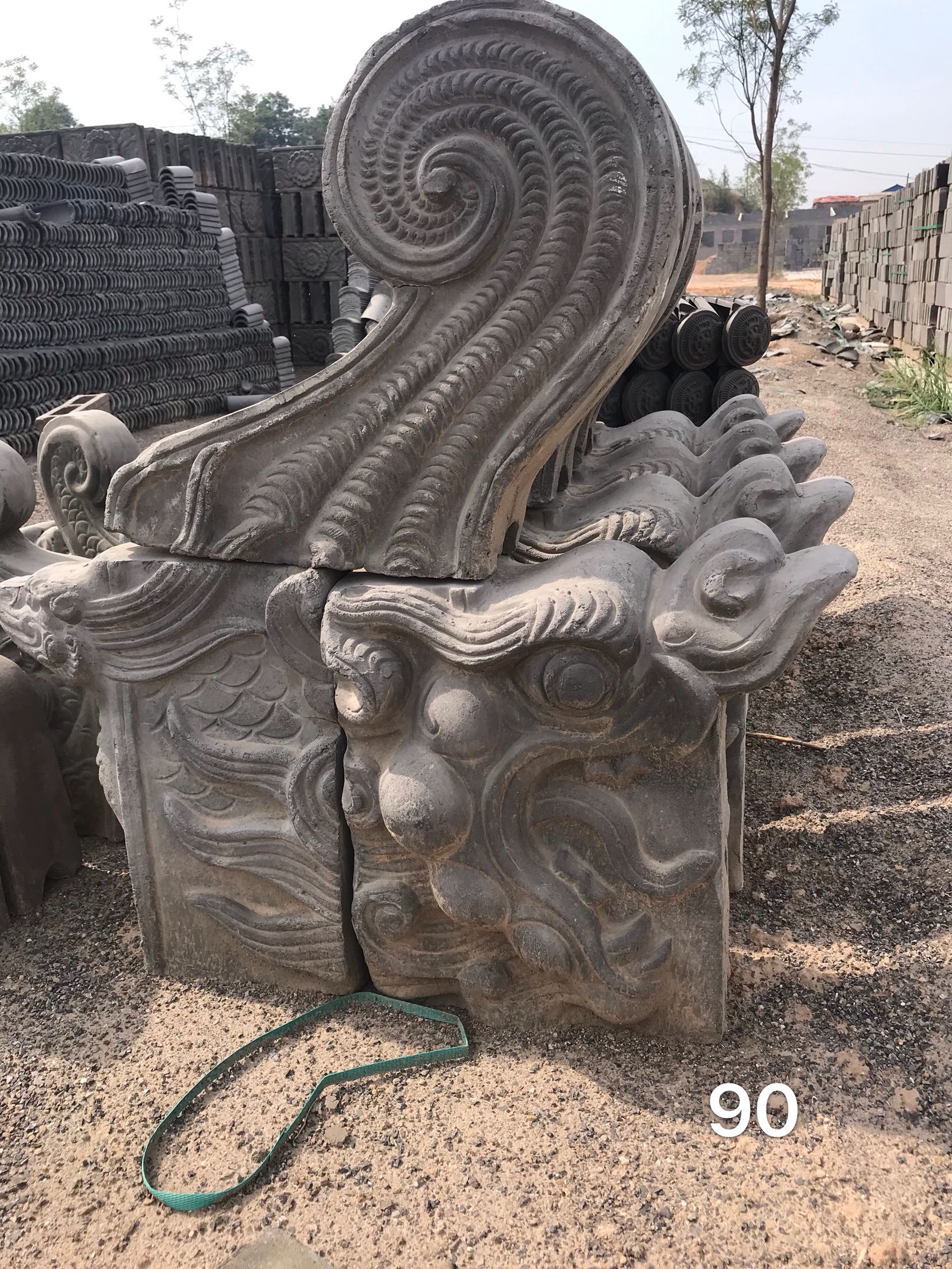 仿古建筑屋脊 传统烧制灰陶正吻 古建筑专用吻