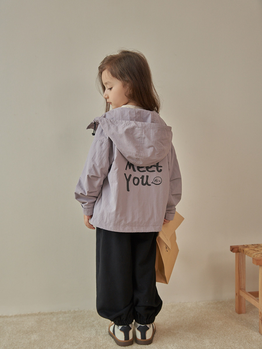 YANGMEIJIA 아동복 소녀 자켓 2024 봄 가을 아동 캐주얼 후드 자켓  다목적 방풍 탑