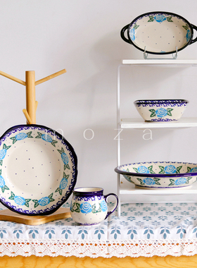 满999五折换莫杂现货波兰汤菜盘小方碗马克杯水杯意面盘欧式034B