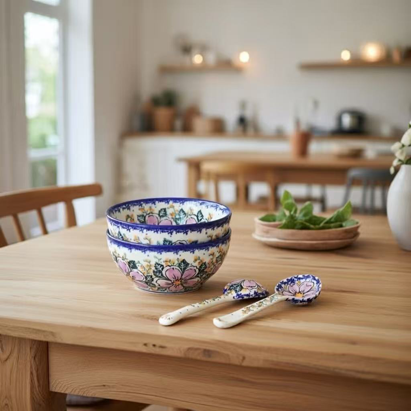 波兰进口手绘陶瓷水彩紫花大汤盆牛排意面早餐盘吃面碗咖啡壶U275,餐饮具,盘,淘宝优惠券,粉丝福利购,淘宝优惠卷