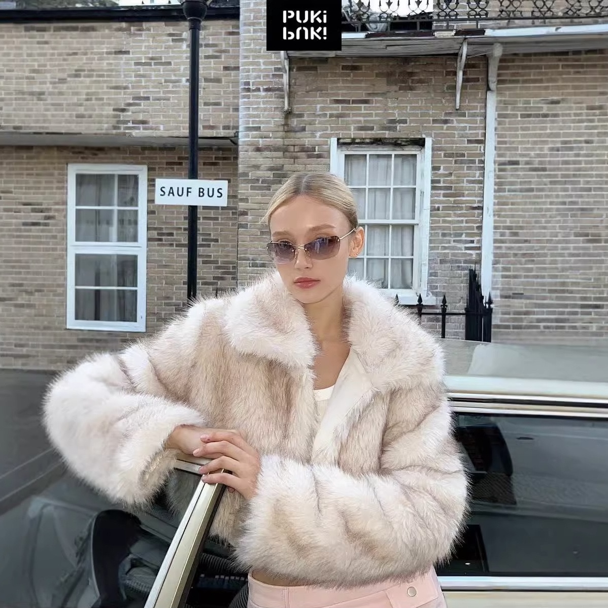 GuaGuajia•新款冬季环保皮草外套女短款小个子仿水貂毛毛大衣