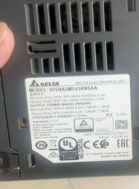 台达变频器MS300系列，型号VFD4A2MS43ANSAA