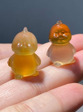 天然萌鸡俏色玛瑙项坠卡通亲子款
