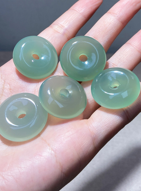 纤纤素手油青色玉髓平安扣项链