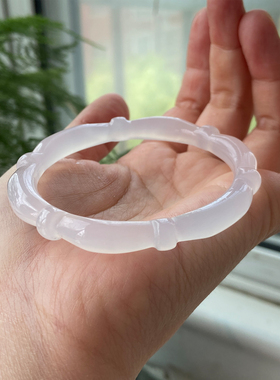 纤纤素手原矿白冰透竹节手镯