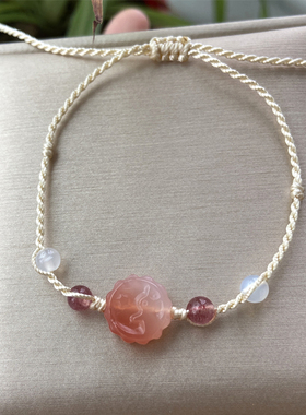 男女玛瑙瑞丽月饼手链玉兔