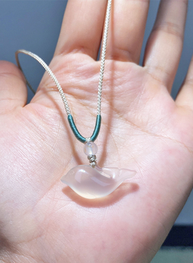 天然玛瑙玉髓海豚吊坠挂件项链