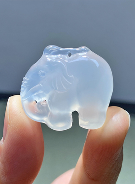 天然冰种白玉髓大象吊坠