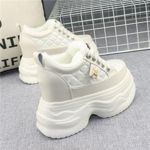 厚底12cm老爹鞋女秋冬保暖加绒内增高10cm超高跟松糕底运动休闲鞋