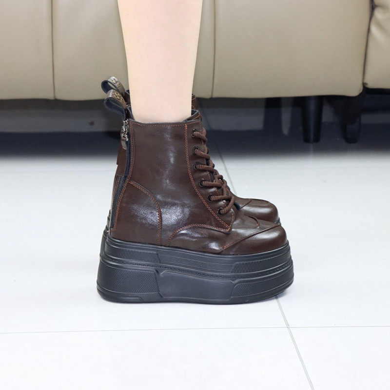 小个子12CM内增高厚底马丁靴女秋冬加绒英伦风复古10cm松糕底短靴,女鞋,马丁靴,淘宝优惠券,粉丝福利购,淘宝优惠卷