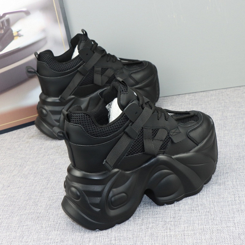 显瘦黑色内增高12CM厚底老爹鞋