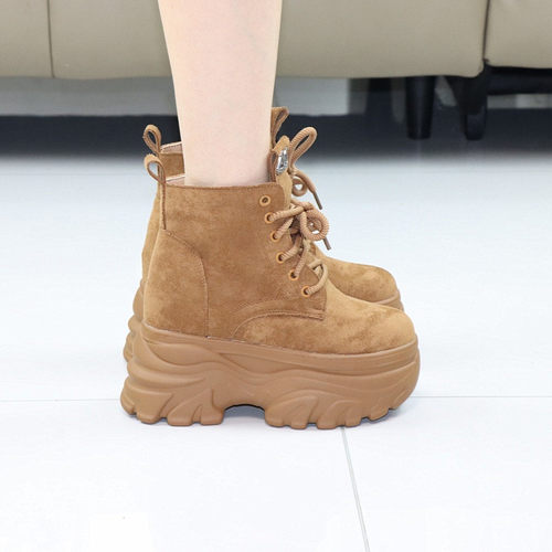 内增高12CM厚底马丁靴加绒短靴