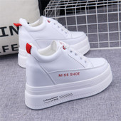 子2020秋季 新款 厚底松糕鞋 厚底内增高10cm女鞋 百搭显瘦白色运动鞋