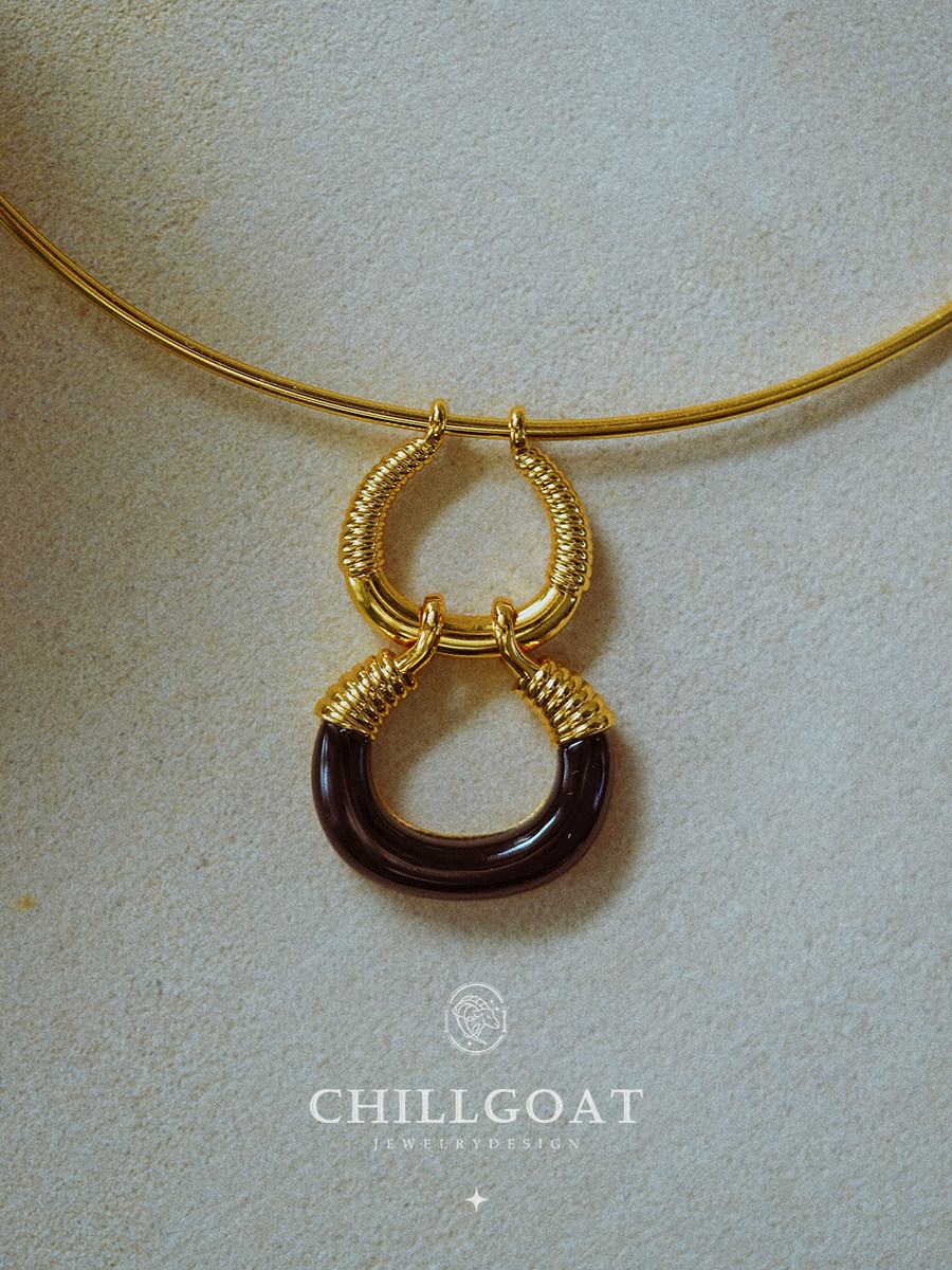 《在生》原创设计古埃及文艺气质高级感天然黑玛瑙吊坠项圈颈饰