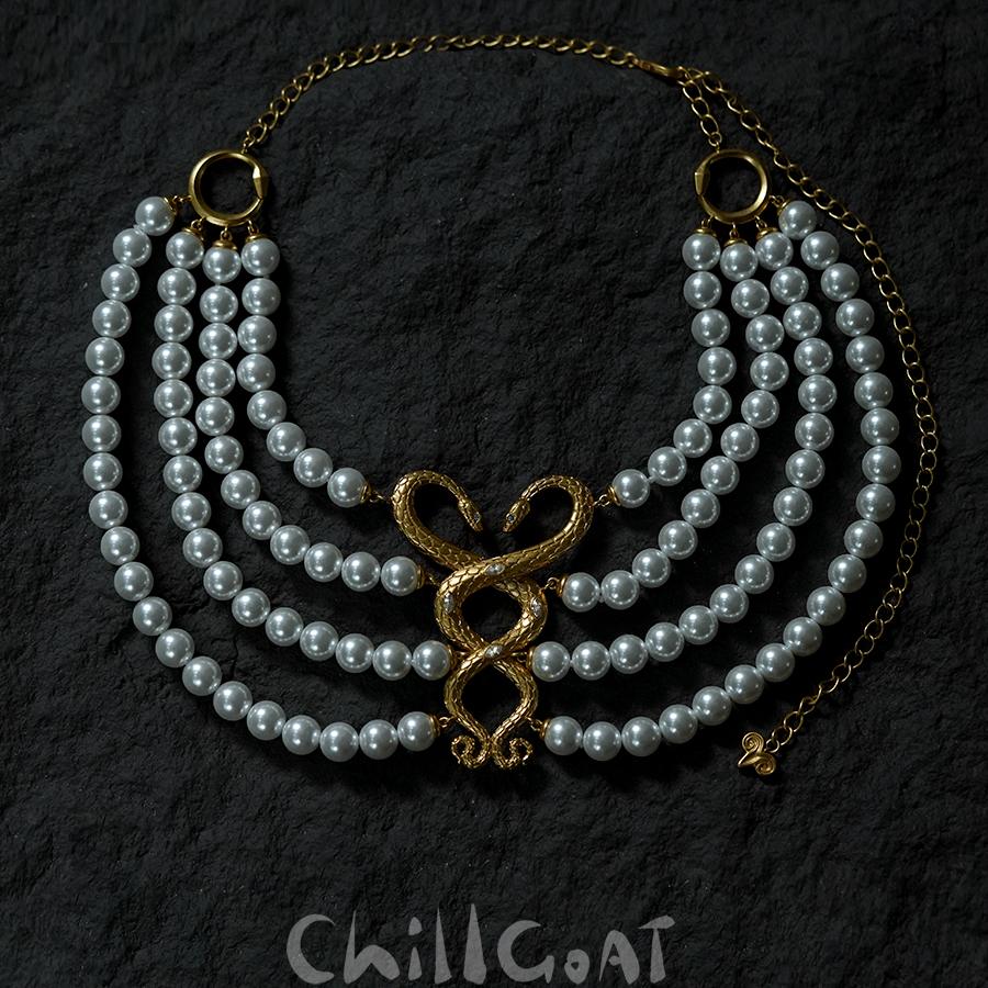 CHILLGOAT原创设计经济上行之美灵蛇复古珍珠多层四层女锁骨项链