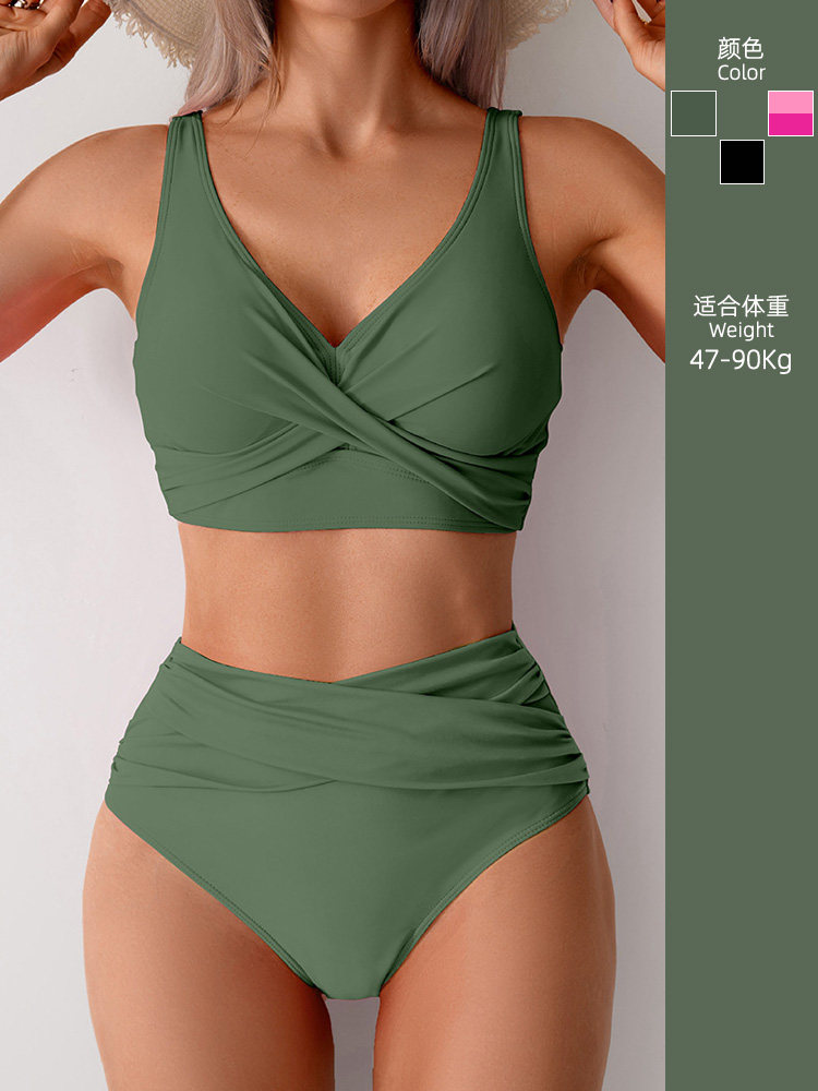 European and American ins Resort-Style Plus-Size Two-Piece Swimsuit for Women 2025 New Sexy High-Waisted Tummy-Covering Bikini for Hot Springs