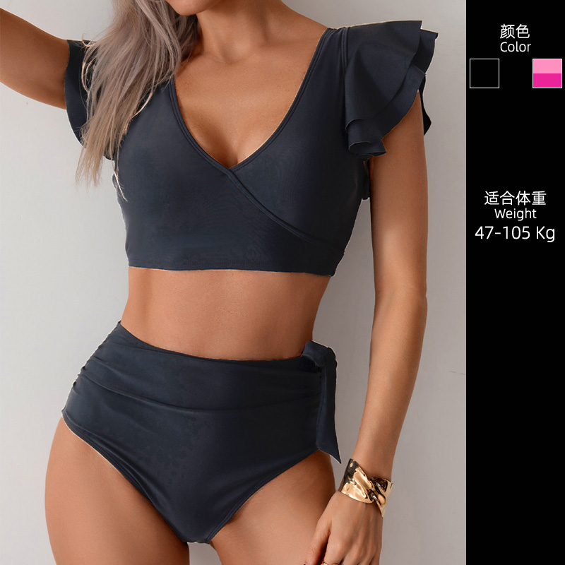 胖mm显瘦海边比基尼时尚荷叶边