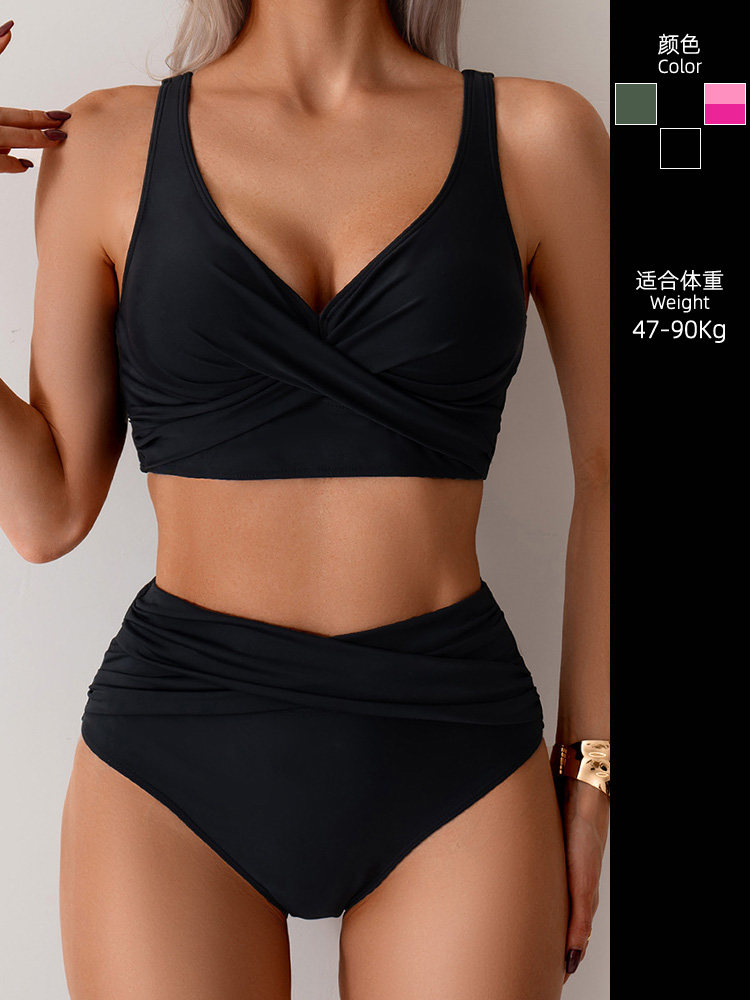 European and American ins Resort-Style Plus-Size Two-Piece Swimsuit for Women 2025 New Sexy High-Waisted Tummy-Covering Bikini for Hot Springs