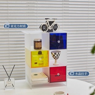 亚克力床头柜彩色柜子收纳盒储物盒抽屉式轻奢高级感卧室好物收纳