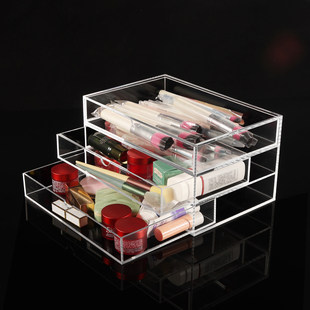 亚克力盒子定制桌面多层透明化妆品收纳盒分层盒子有机玻璃板盒子