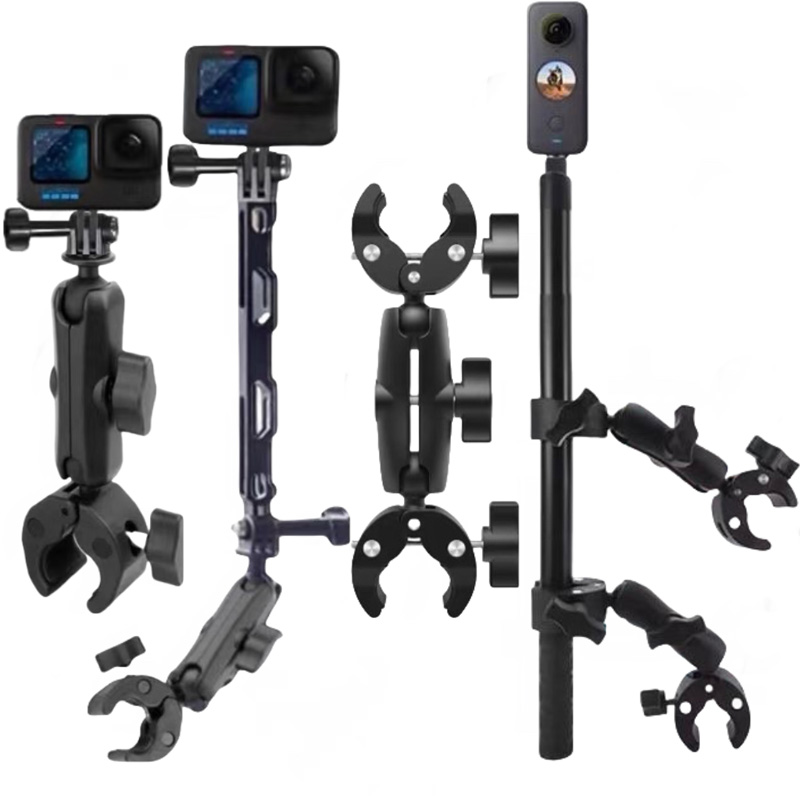 摩托车支架适合gopro大疆action insta360摩托车双头钳骑行固定架