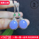 掌中翠缅甸天然翡翠A货冰种紫罗兰大蛋面耳坠18K金女款 0128