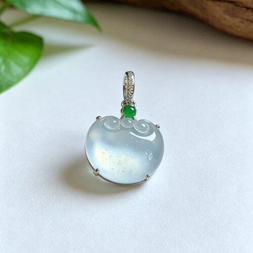 高冰木纳雪花棉18k金吊坠手链