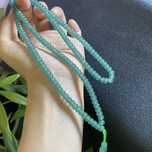 老坑天然翡翠A货冰种蓝水算盘珠子玉石项链手链毛衣链吊坠男女款