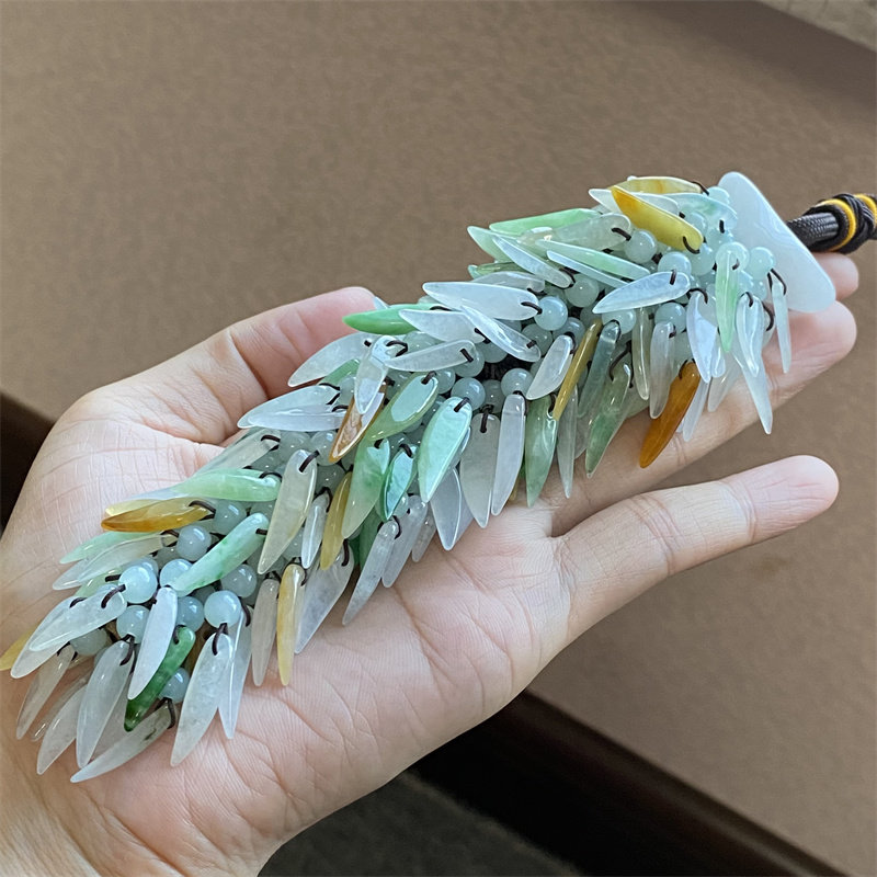 掌中翠翡翠A货冰种起光福禄寿多彩辣椒车挂件包包挂件P
