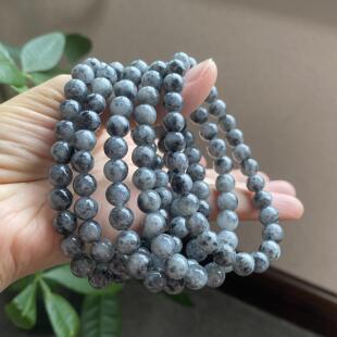 7.3mm 掌中翠缅甸天然翡翠A货乌鸡圆珠手链手串P