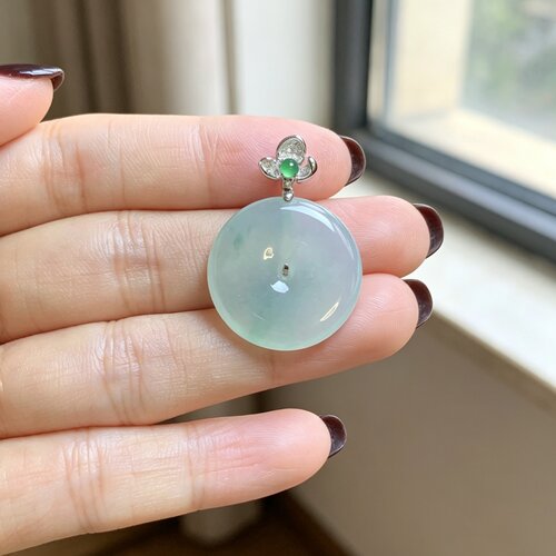 掌中翠A货冰种翡翠平安扣吊坠