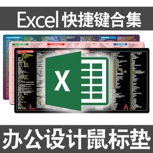 EXCEL快捷键鼠标垫WORD办公软件WPS函数公式CAD命令电脑键盘垫PPT
