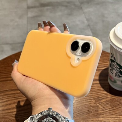 ins橙色液态硅胶适用苹果16半透16pro果冻壳iPhone15promax耐脏黄plus壳14/13pro防滑12橡皮感11男女