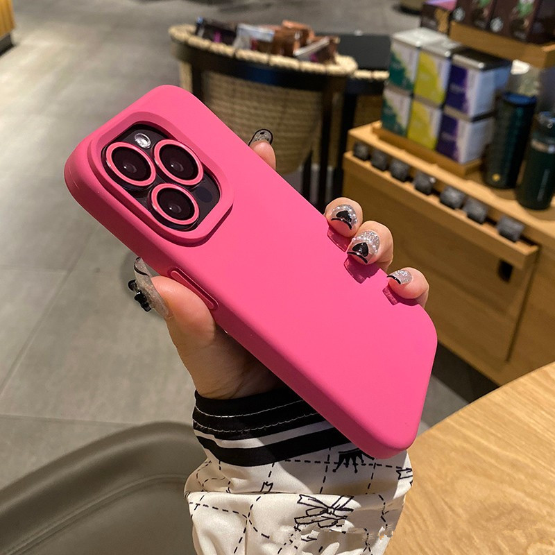 软糯火龙果玫红色适用13小米14壳14pro红米K70至尊版K60大孔液态硅胶壳ultra小众note13高级T果冻感+潮女