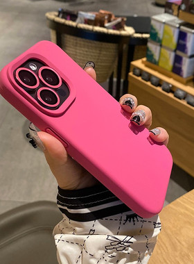 软糯火龙果玫红色适用13小米14壳14pro红米K70至尊版K60大孔液态硅胶壳ultra小众note13高级T果冻感+潮女