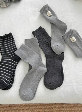 灰色袜子女春秋季中筒袜纯棉2025新款爆款堆堆袜秋冬韩国ins长袜