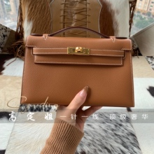 高定姐h家全手工手缝纯蜡线epsom掌纹皮凯莉一代mini凯莉Pochette