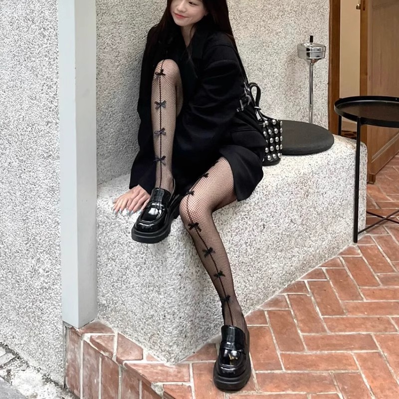 蝴蝶结丝袜女薄款纯欲风连裤袜