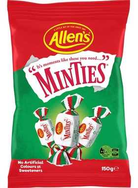 澳洲代购Allen's Minties Mint薄荷咀嚼糖Chewy Lollies Bag 150g