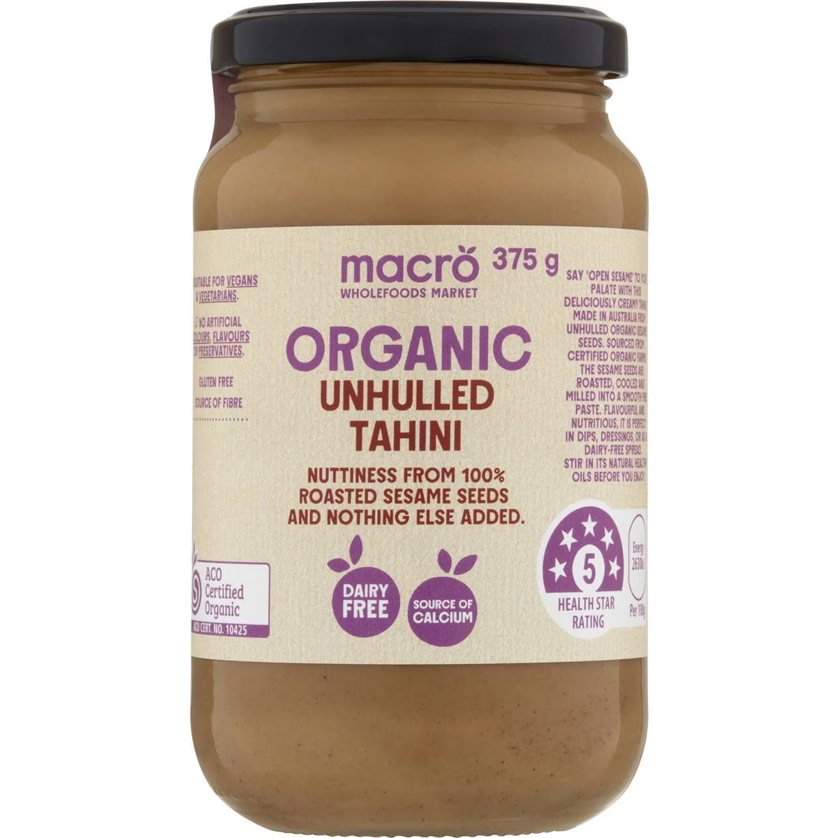 小肚腩澳洲代购 macro有机未去壳芝麻酱375g