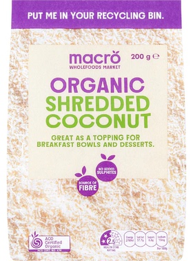 小肚腩澳洲代购 macro organic shredded coconut有机椰丝 200g