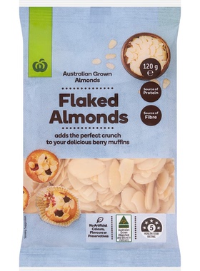 澳洲代购Woolworths Almonds 生杏仁 去皮杏仁 杏仁片袋装120g