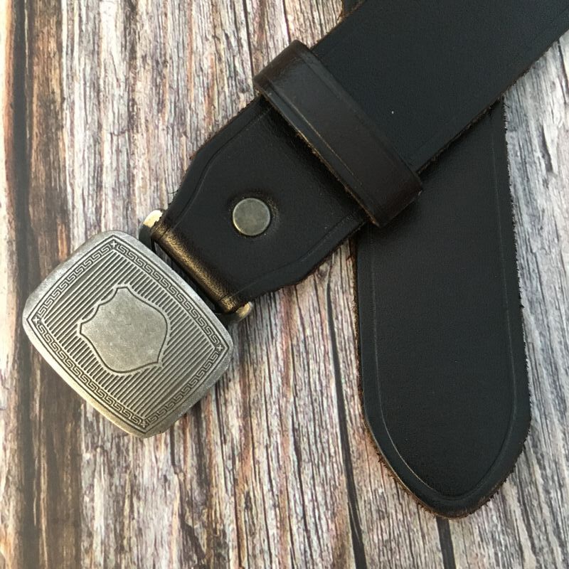 复古机车皮带青年真皮腰带全铜带头自动扣正品头层牛皮裤带宽33mm