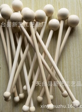 厂家现货实木圆棒按锤圆球禾木木棒儿童玩具实用敲背锤木棒