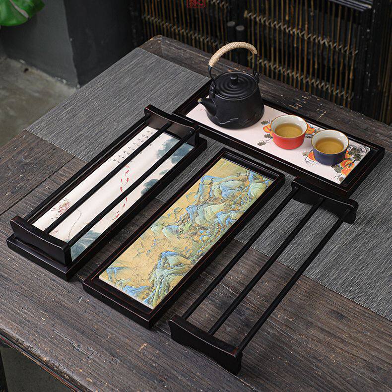 禹诚茶盘杯架小型干泡台家用客厅茶具长方形茶盘吸水茶盘便携茶盘