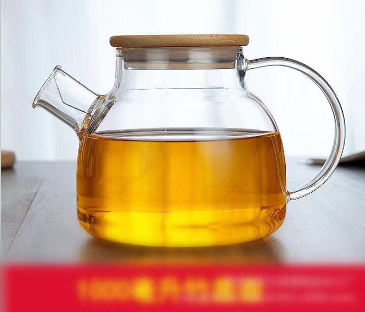 高硼硅耐热玻璃冷水壶家用加厚带过滤透明果汁壶大小竹盖壶凉水壶